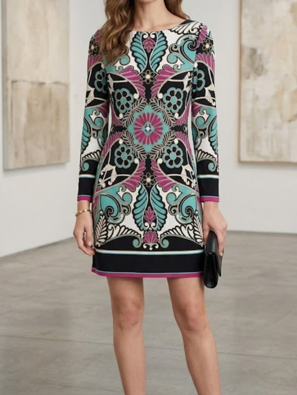 Nicole Miller Multicolor Patterned Dress